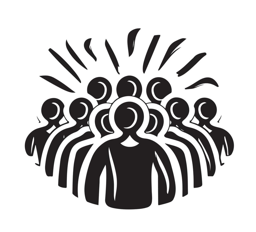 Hand sketch of a group of friends. . vector