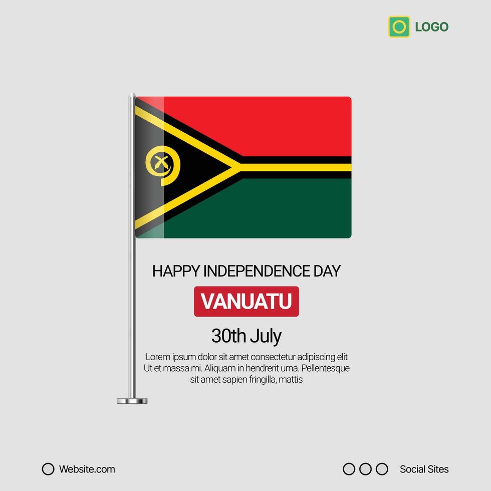 Vanuatu Independence Day Social Media Banner, Editable Design with Flag vector