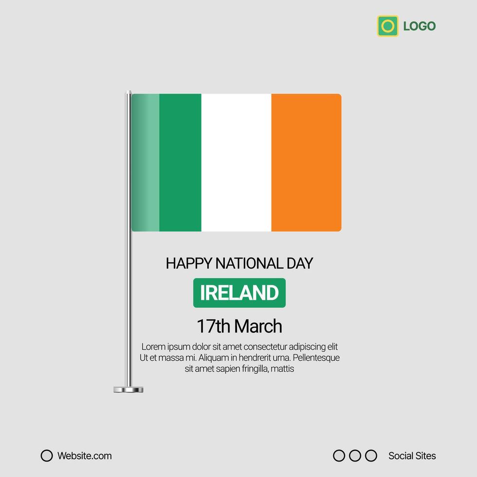 Ireland Independence Day Social Media Banner, Editable Design with Flag vector