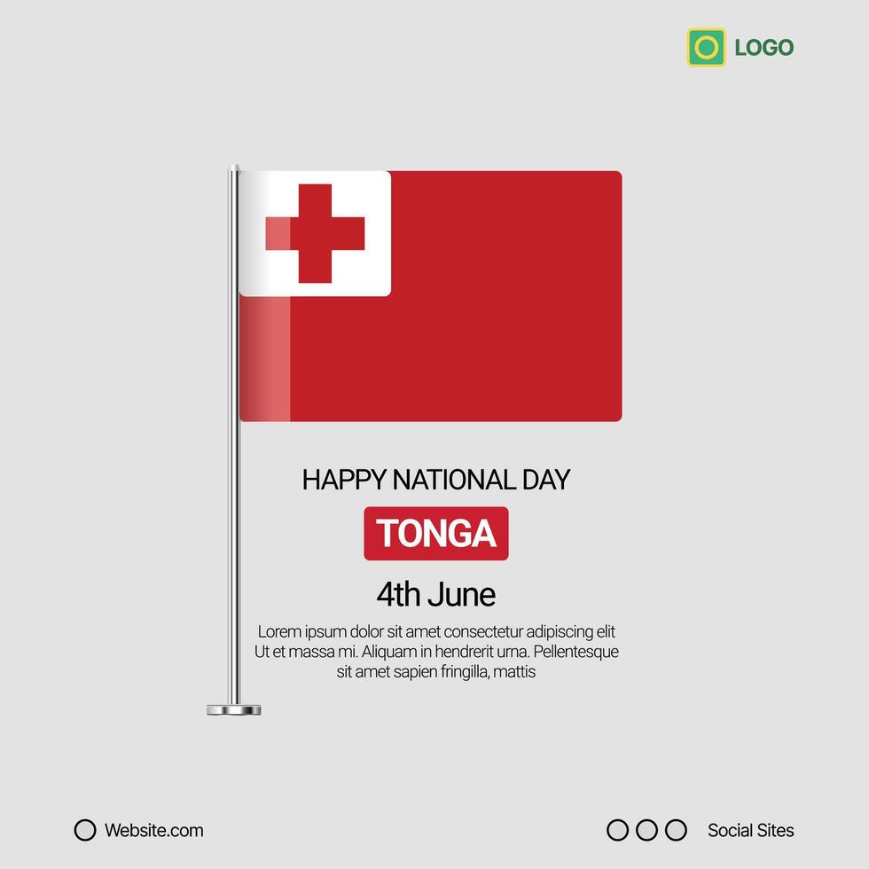 Tonga Independence Day Social Media Banner, Editable Design with Flag vector