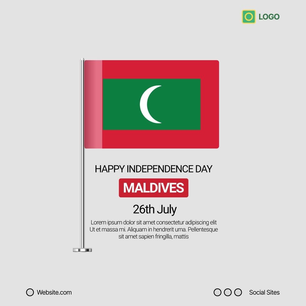 Maldives Independence Day Social Media Banner, Editable Design with Flag vector