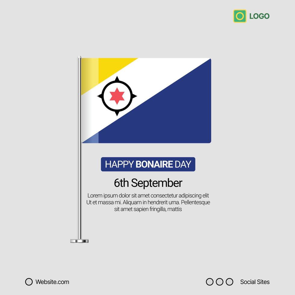 Bonaire Independence Day Social Media Banner, Editable Design with Flag vector