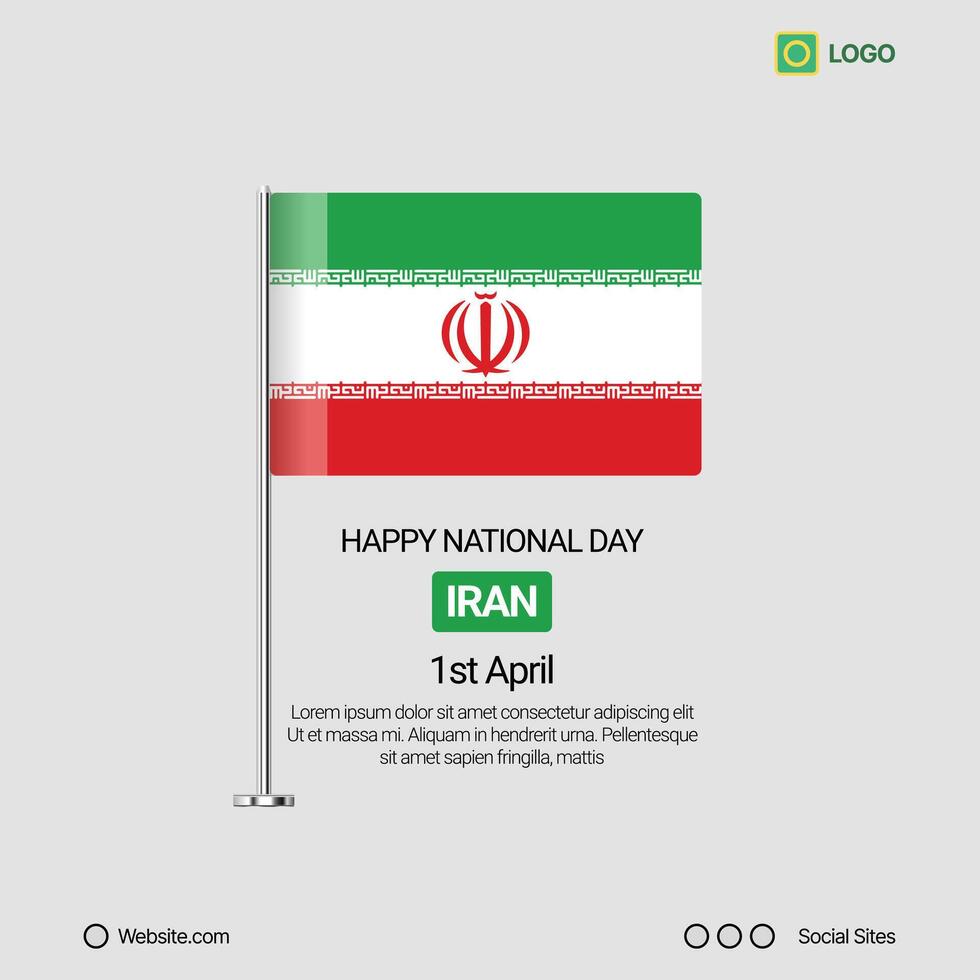 Iran Independence Day Social Media Banner, Editable Design with Flag vector