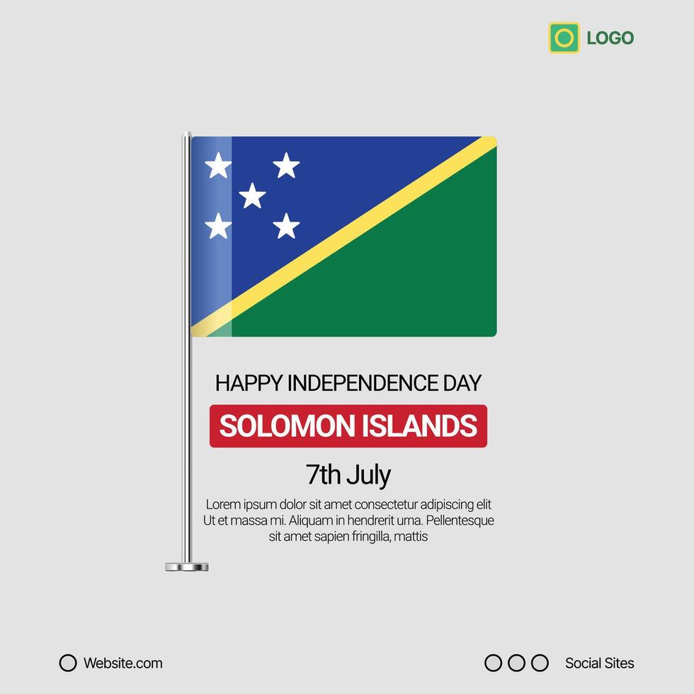 Solomon Islands Independence Day Social Media Banner, Editable Design with Flag vector