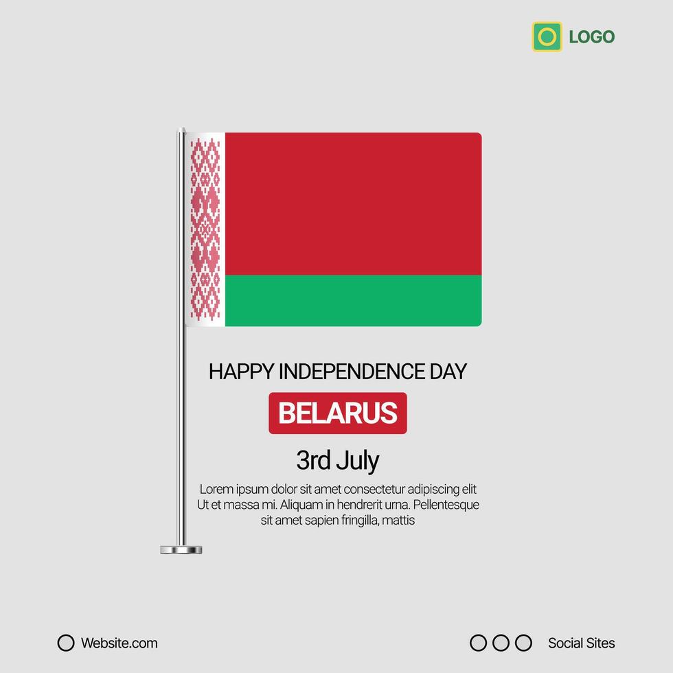 Belarus Independence Day Social Media Banner, Editable Design with Flag vector