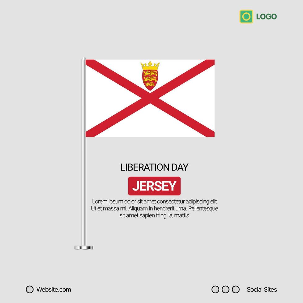 Jersey Independence Day Social Media Banner, Editable Design with Flag vector