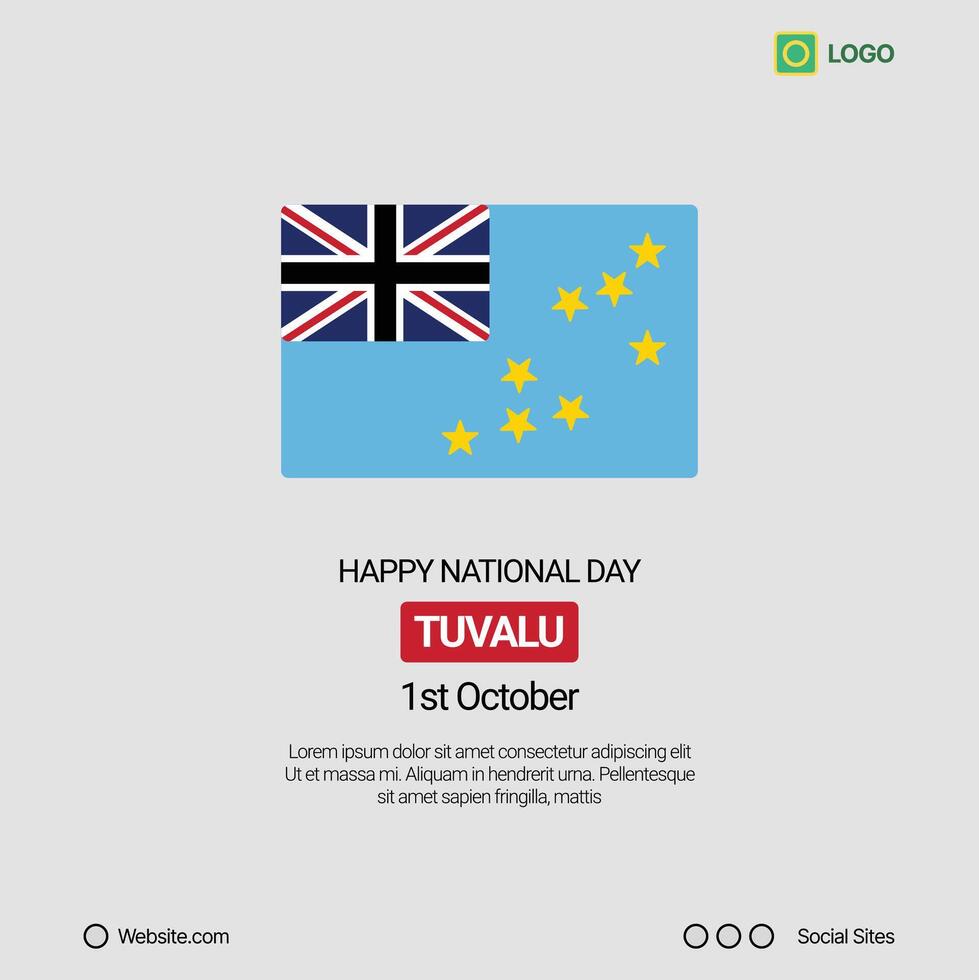 Tuvalu Independence Day Social Media Banner, Editable Design with Flag vector