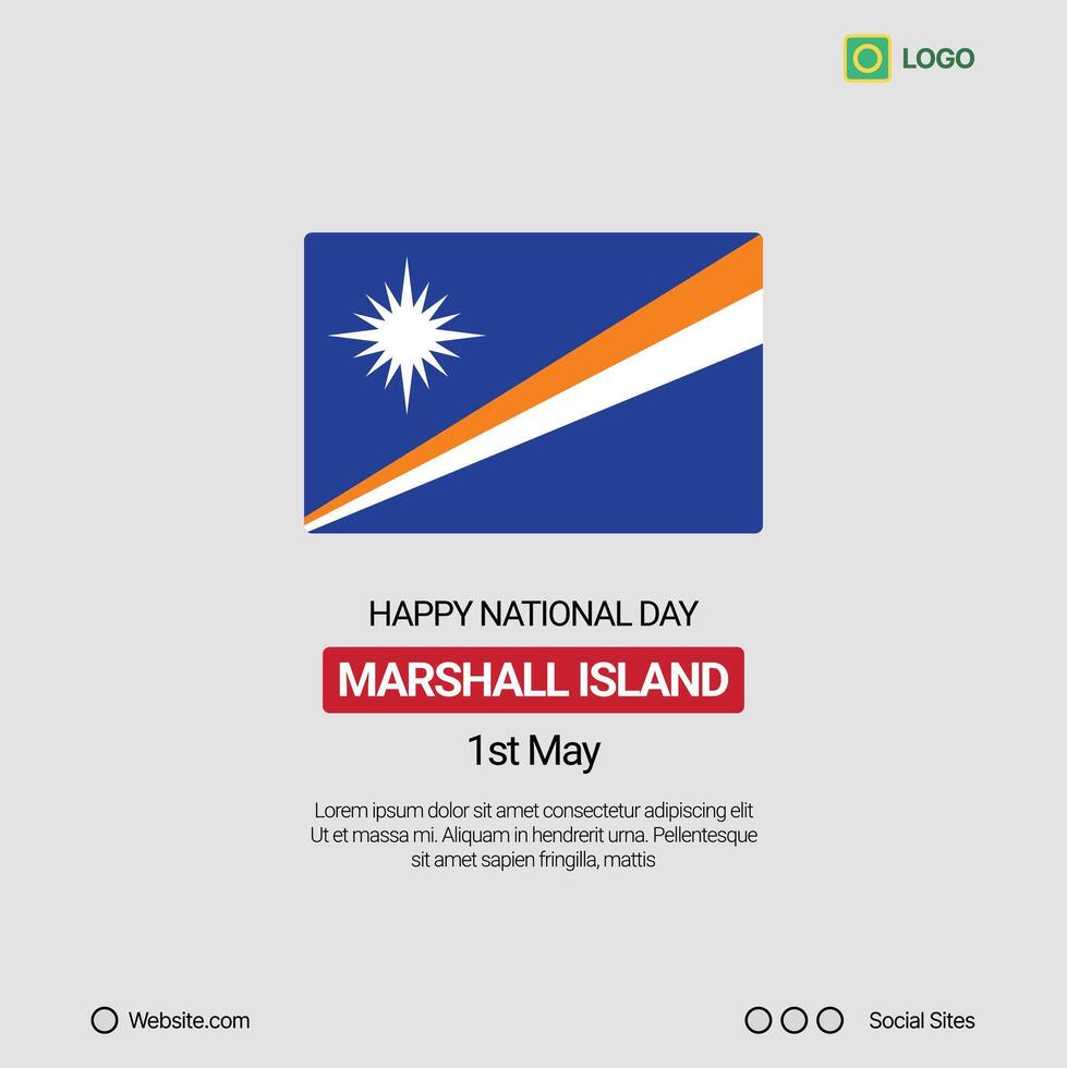 Marshall Islands Independence Day Social Media Banner, Editable Design with Flag vector