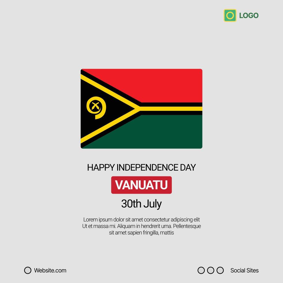 Vanuatu Independence Day Social Media Banner, Editable Design with Flag vector