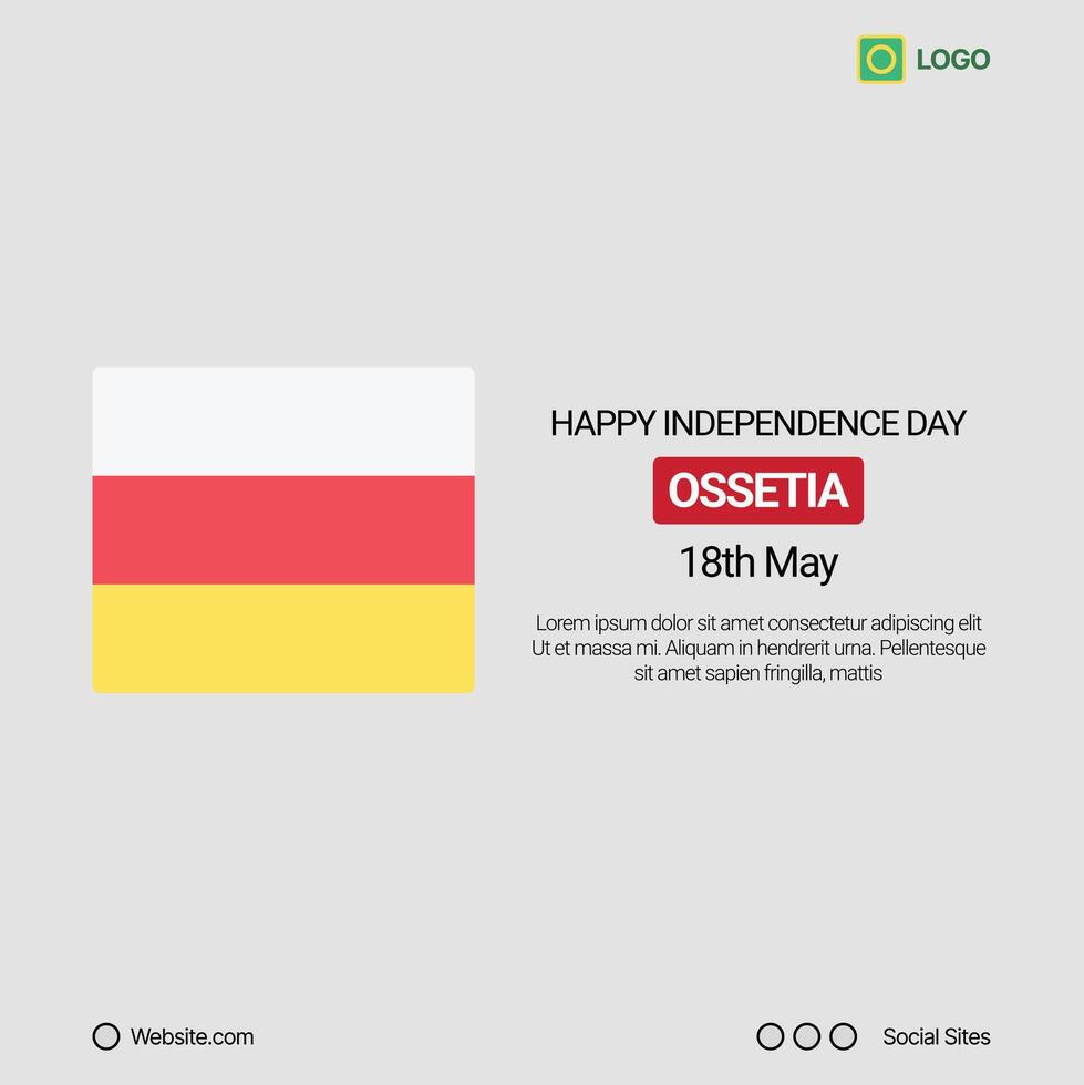 Ossetia Independence Day Social Media Banner, Editable Design with Flag vector