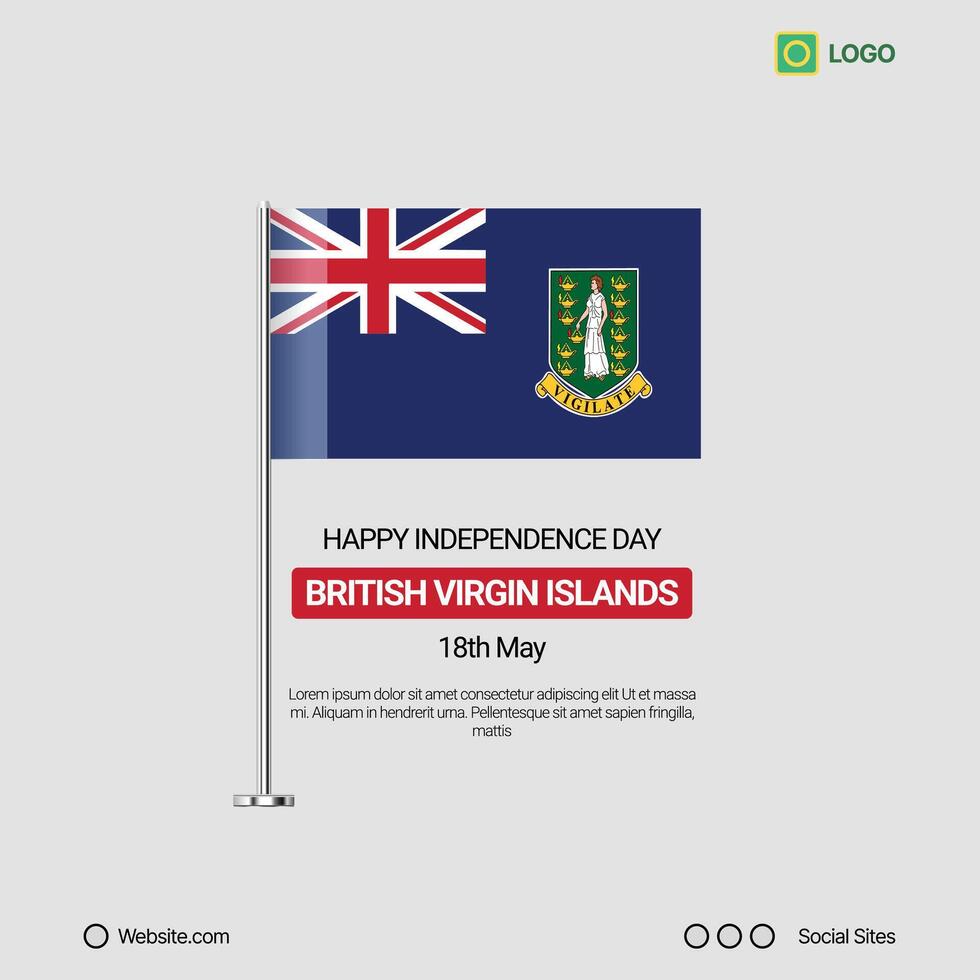 British Virgin Islands Independence Day Social Media Banner, Editable Design with Flag vector