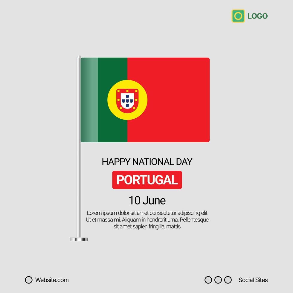 Portugal Independence Day Social Media Banner, Editable Design with Flag vector