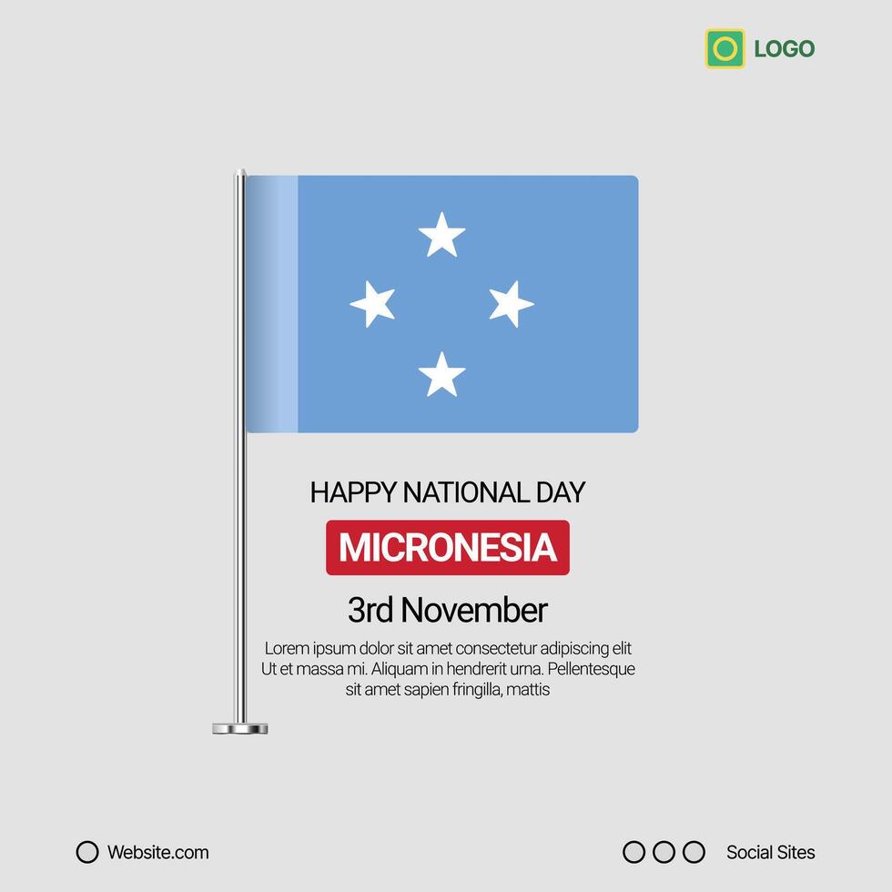 Micronesia Independence Day Social Media Banner, Editable Design with Flag vector