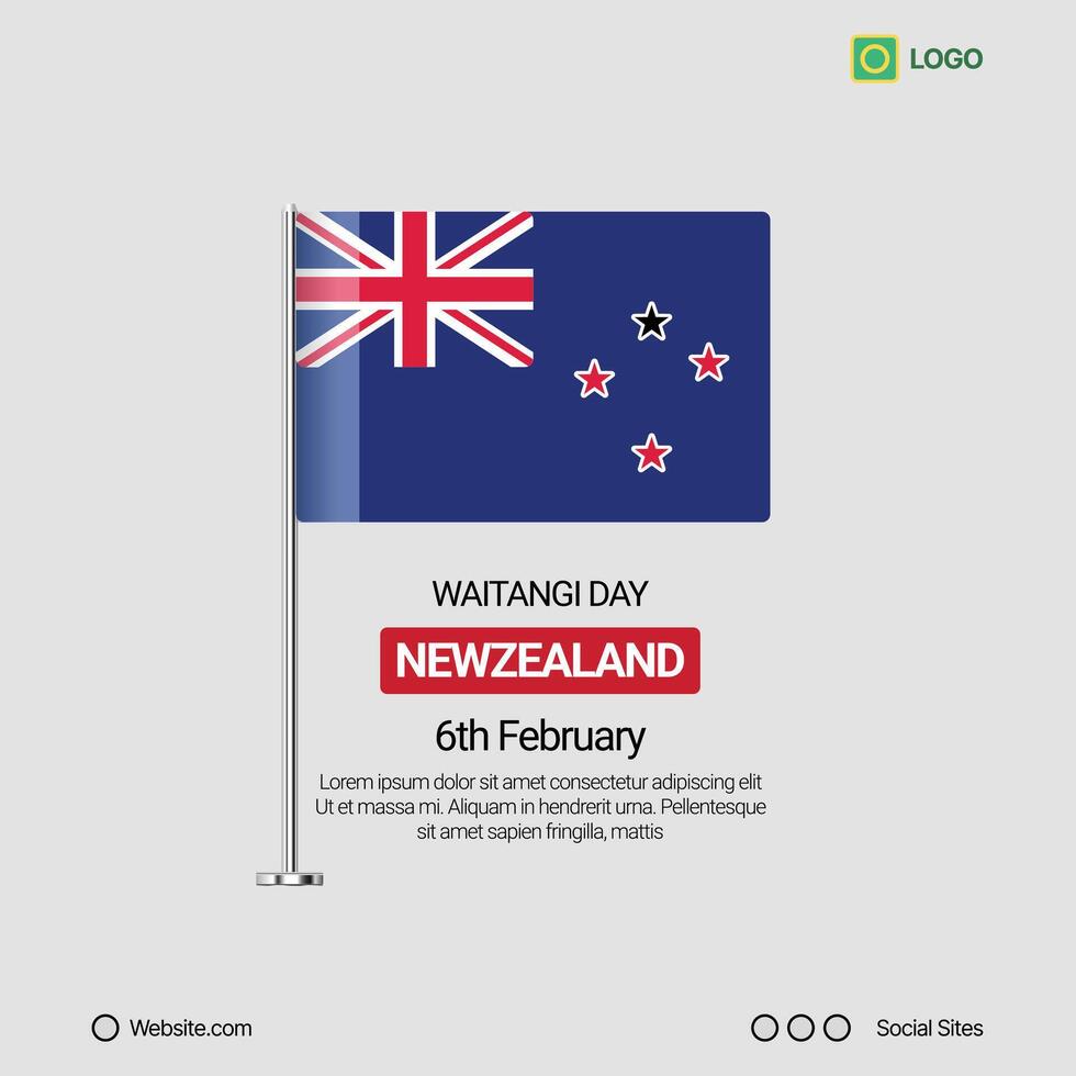 New Zealand Independence Day Social Media Banner, Editable Design with Flag vector