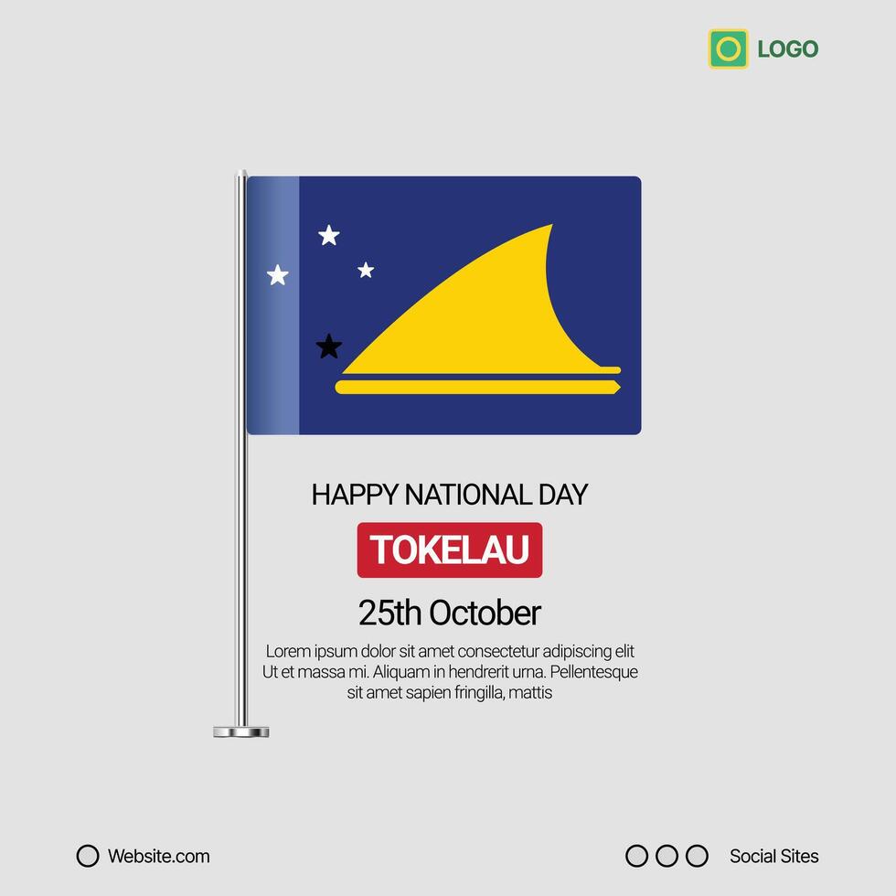 Tokelau Independence Day Social Media Banner, Editable Design with Flag vector