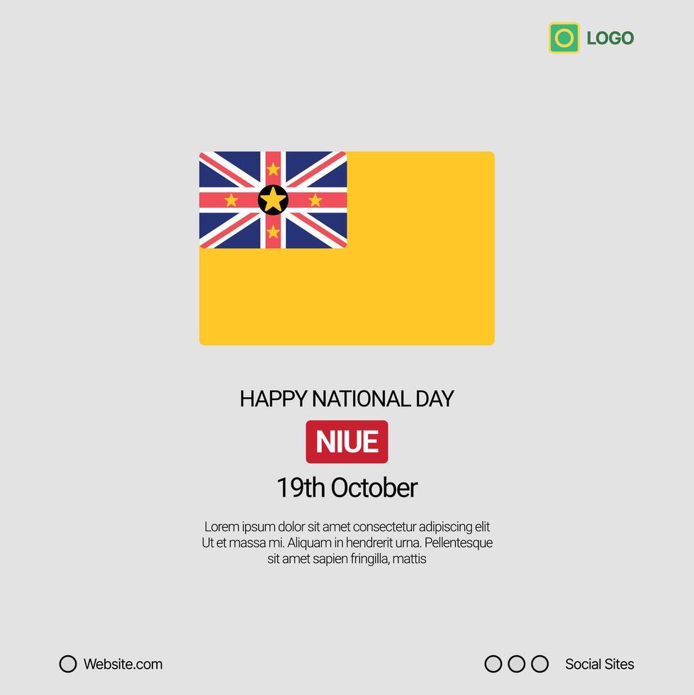 Niue Independence Day Social Media Banner, Editable Design with Flag vector
