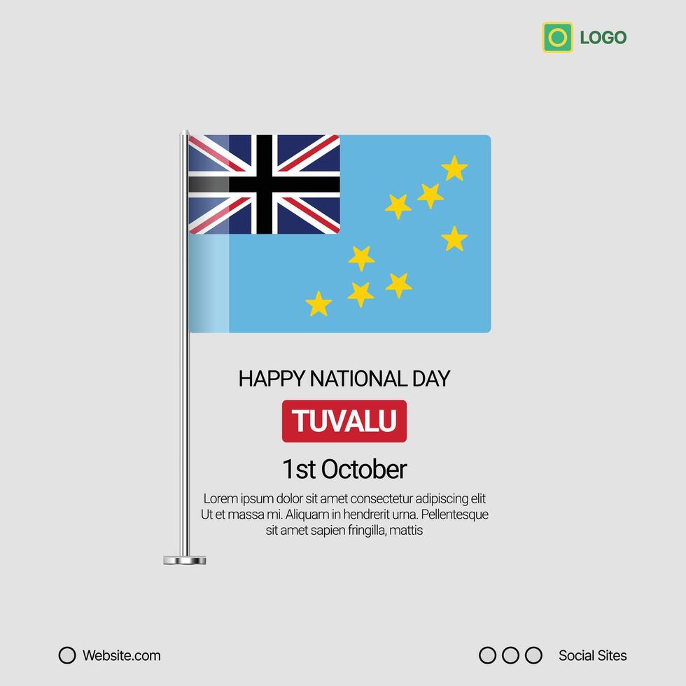 Tuvalu Independence Day Social Media Banner, Editable Design with Flag vector