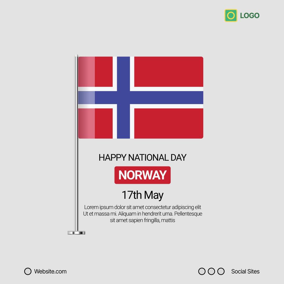 Norway Independence Day Social Media Banner, Editable Design with Flag vector