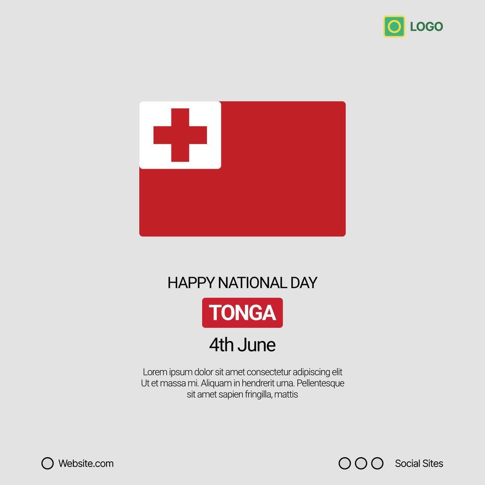 Tonga Independence Day Social Media Banner, Editable Design with Flag vector