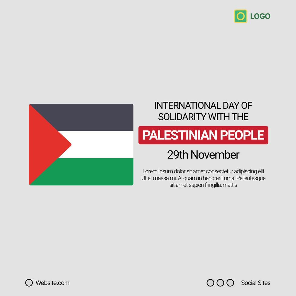 Palestine Independence Day Social Media Banner, Editable Design with Flag vector