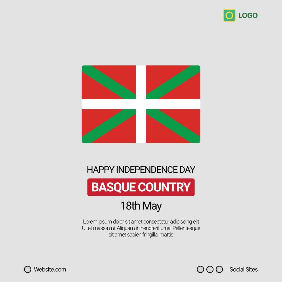 Basque Country Independence Day Social Media Banner, Editable Design with Flag vector