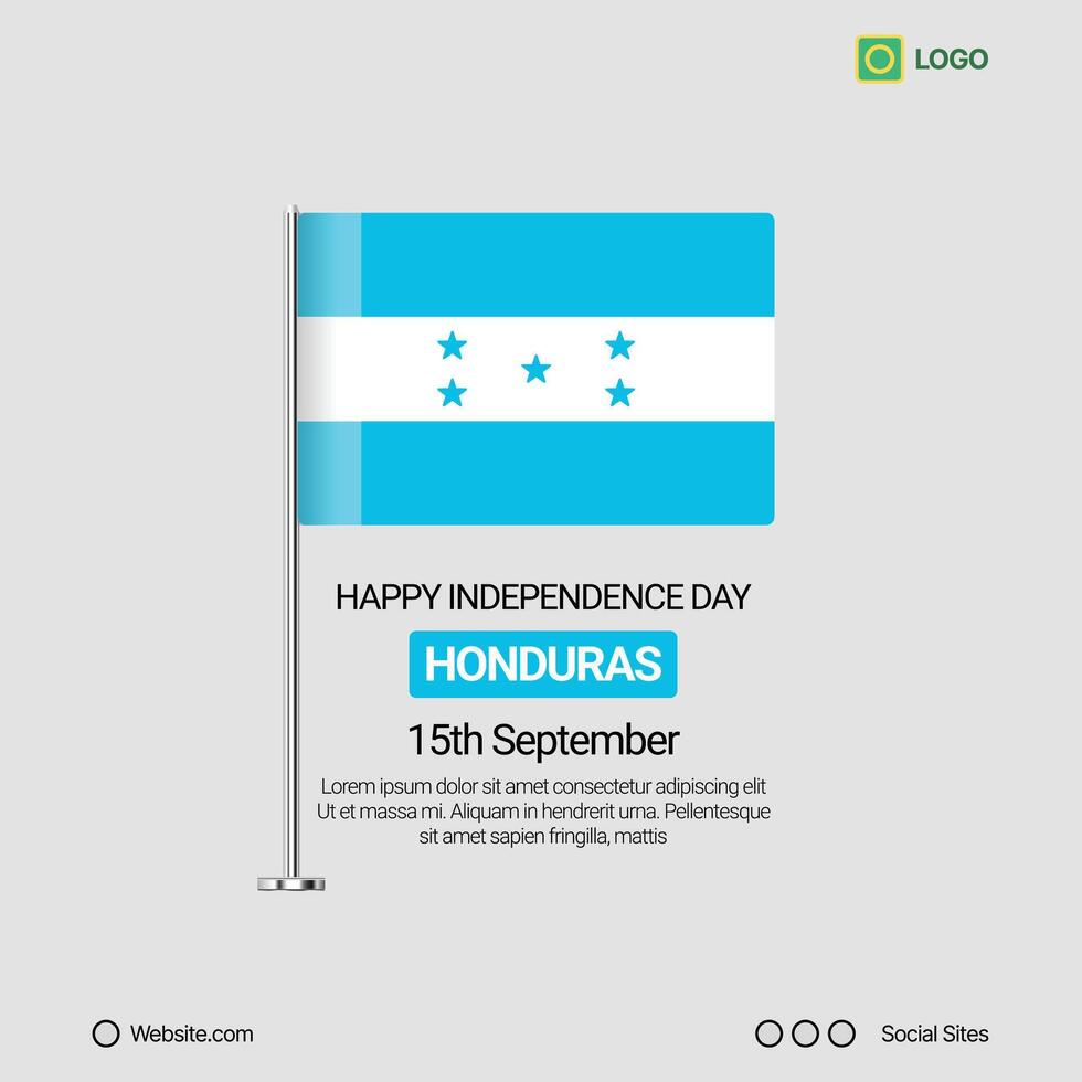 Honduras Independence Day Social Media Banner, Editable Design with Flag vector