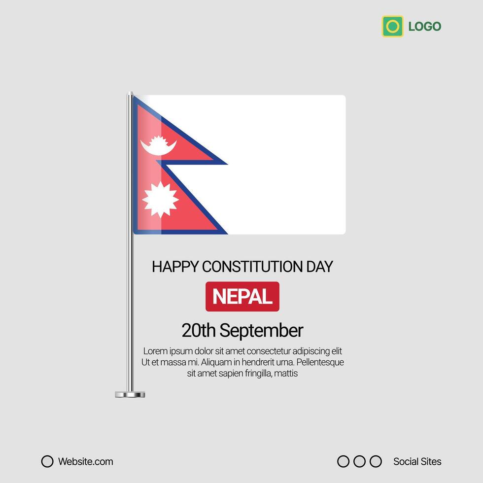 Nepal Independence Day Social Media Banner, Editable Design with Flag vector