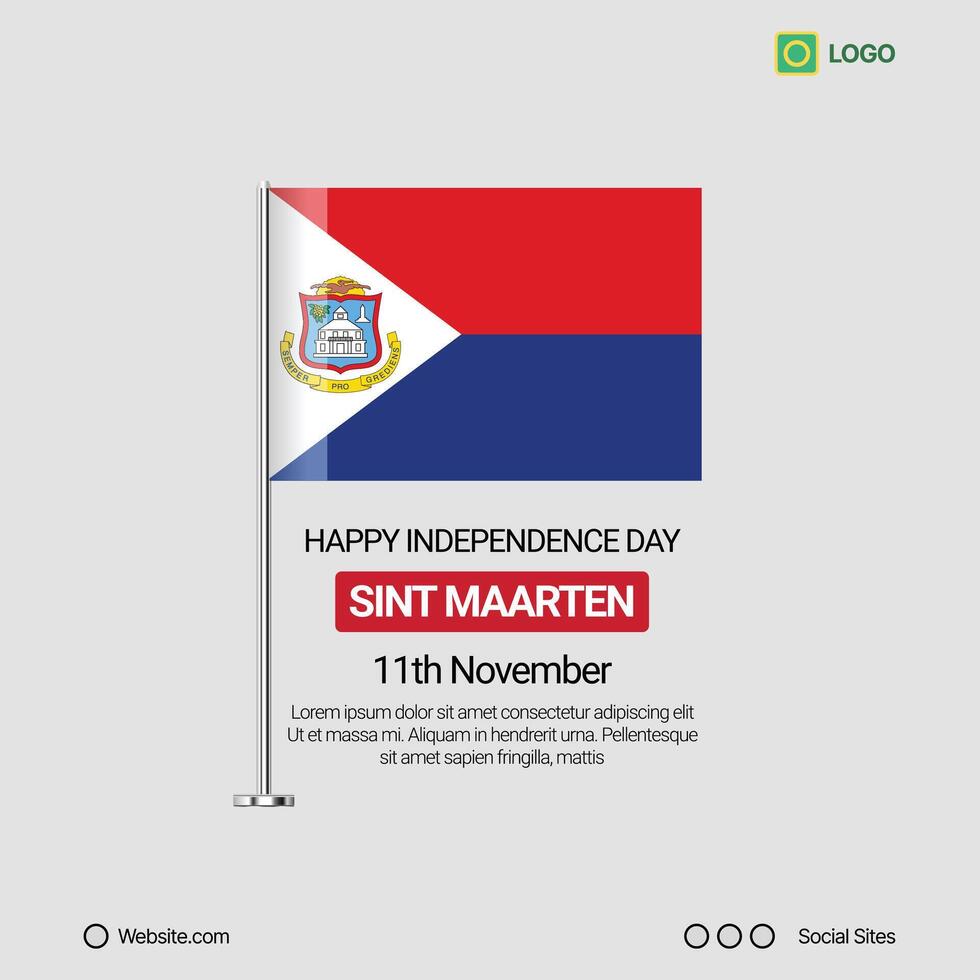 Sint Maarten Independence Day Social Media Banner, Editable Design with Flag vector