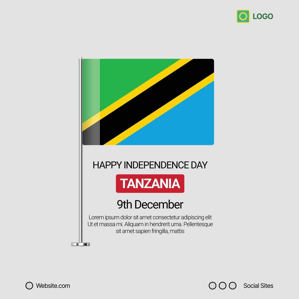 Tanzania Independence Day Social Media Banner, Editable Design with Flag vector