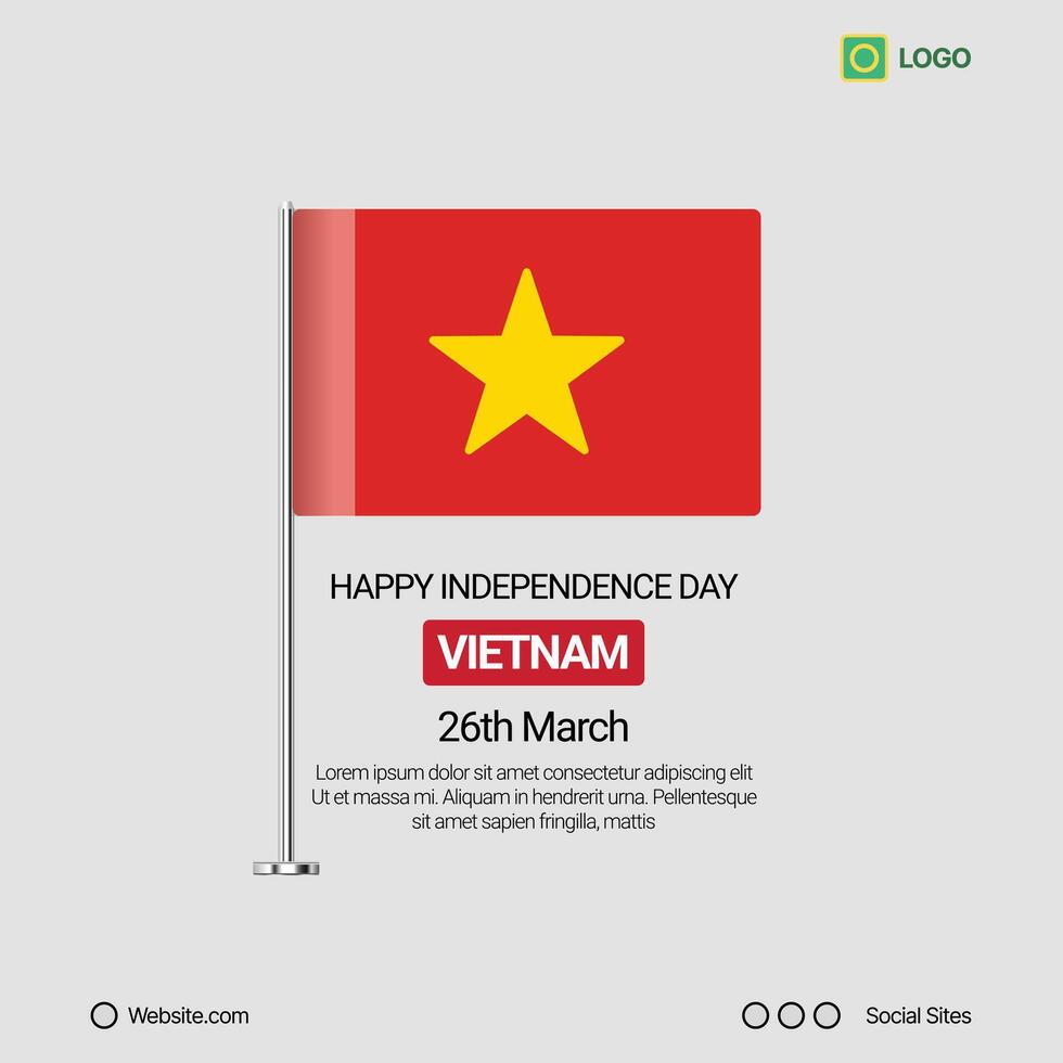 Vietnam Independence Day Social Media Banner, Editable Design with Flag vector