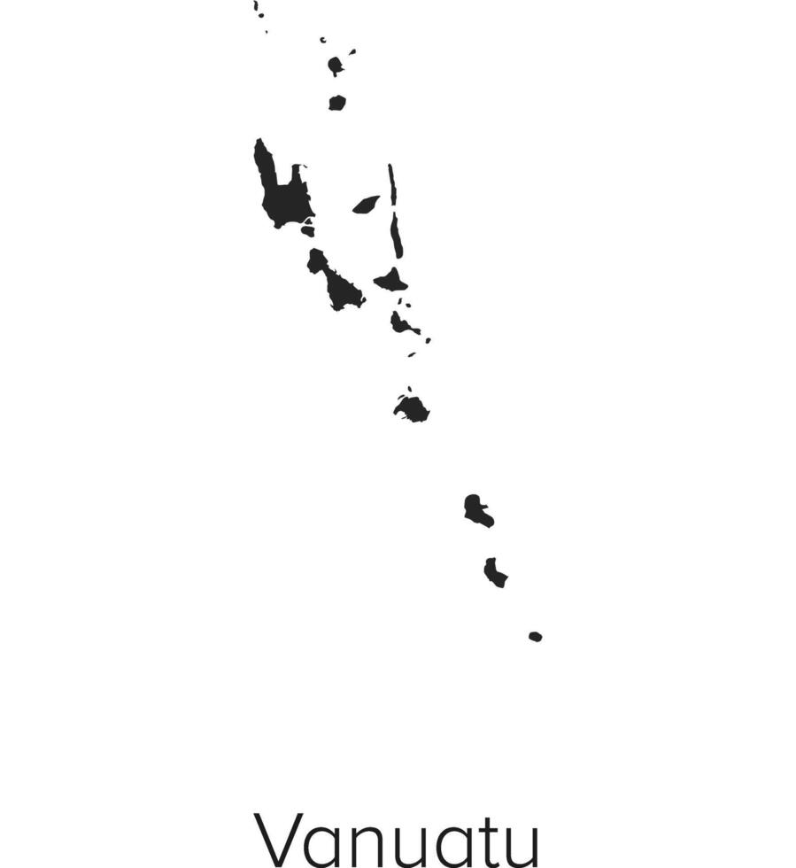 Vanuatu Map Illustration - Silhouette, Outline, Vanuatu Travel and Tourism Map vector