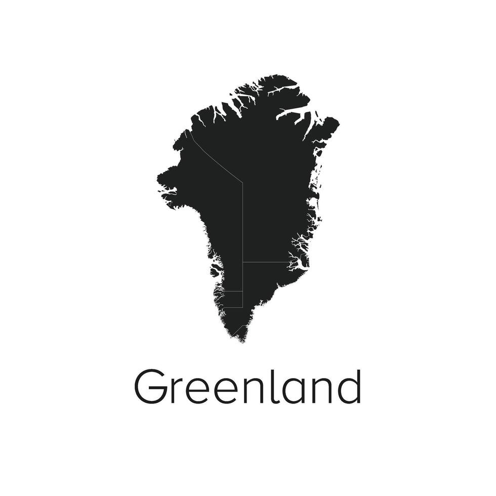 Greenland Map Illustration - Silhouette, Outline, Greenland Travel and Tourism Map vector