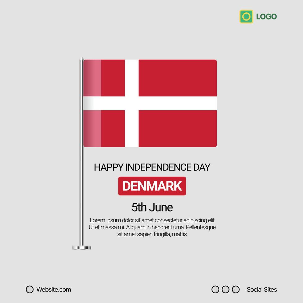 Denmark Independence Day Social Media Banner, Editable Design with Flag vector