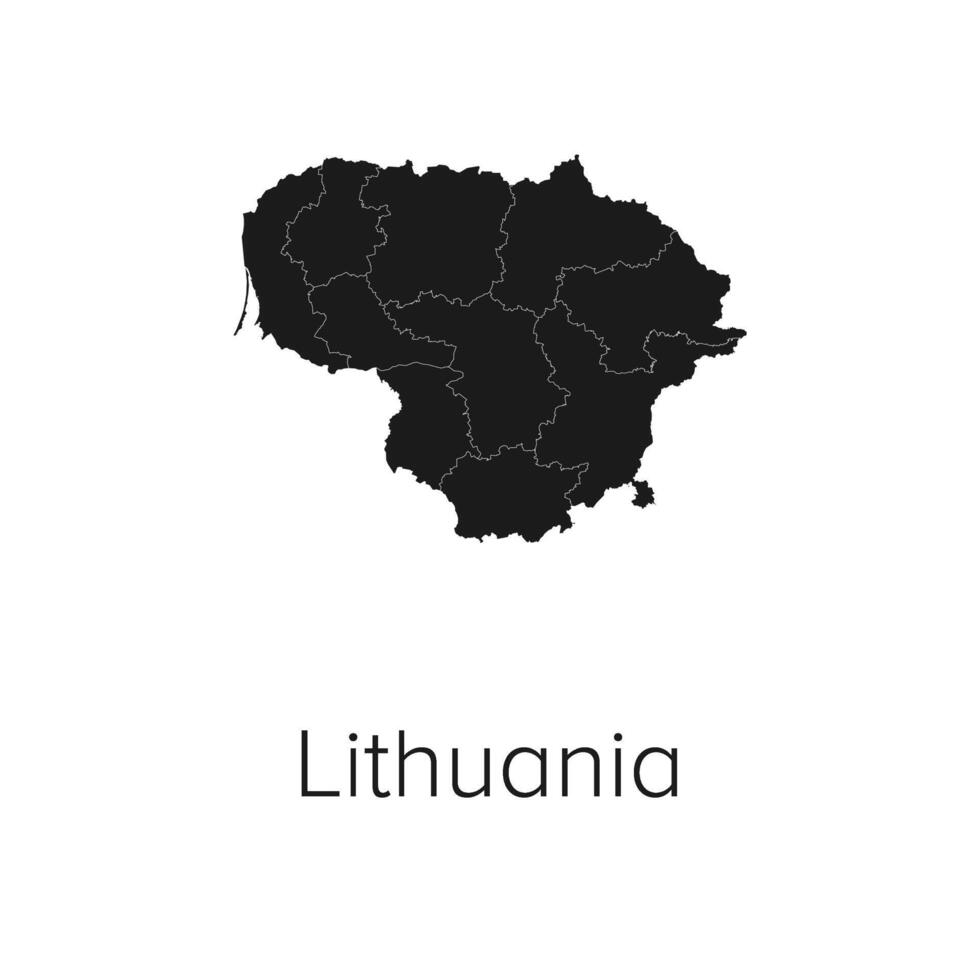 Lithuania Map Illustration - Silhouette, Outline, Lithuania Travel and Tourism Map vector