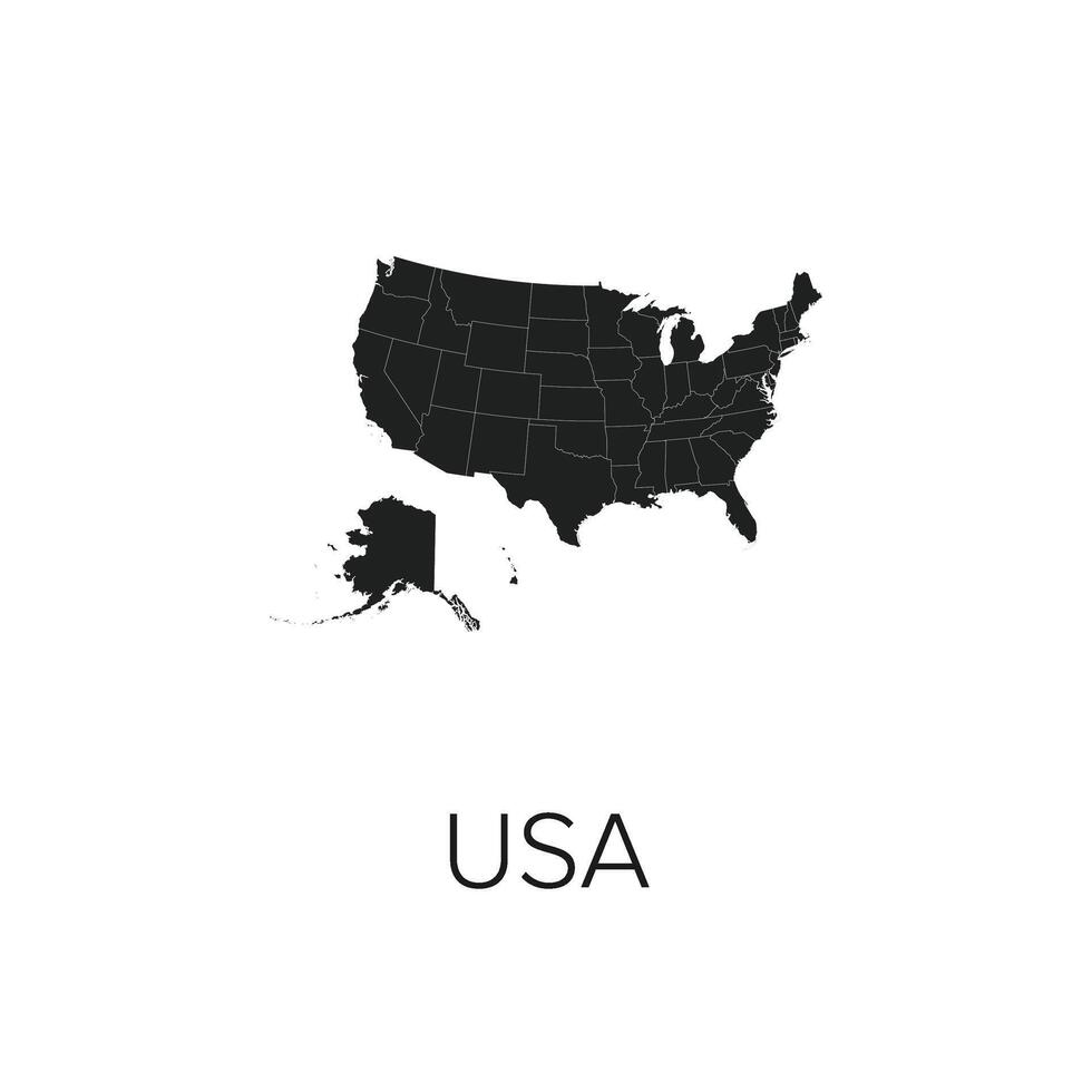 USA Map Illustration - Silhouette, Outline, USA Travel and Tourism Map vector