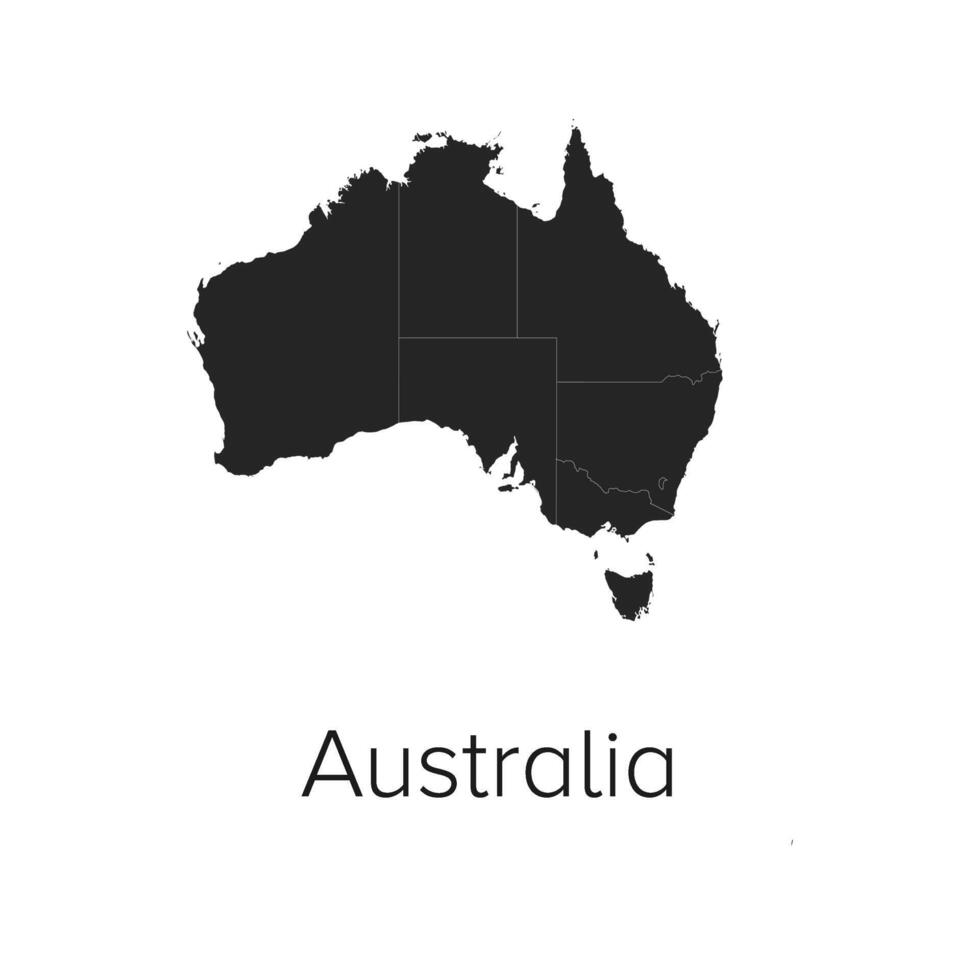 Australia Map Illustration - Silhouette, Outline, Australia Travel and Tourism Map vector
