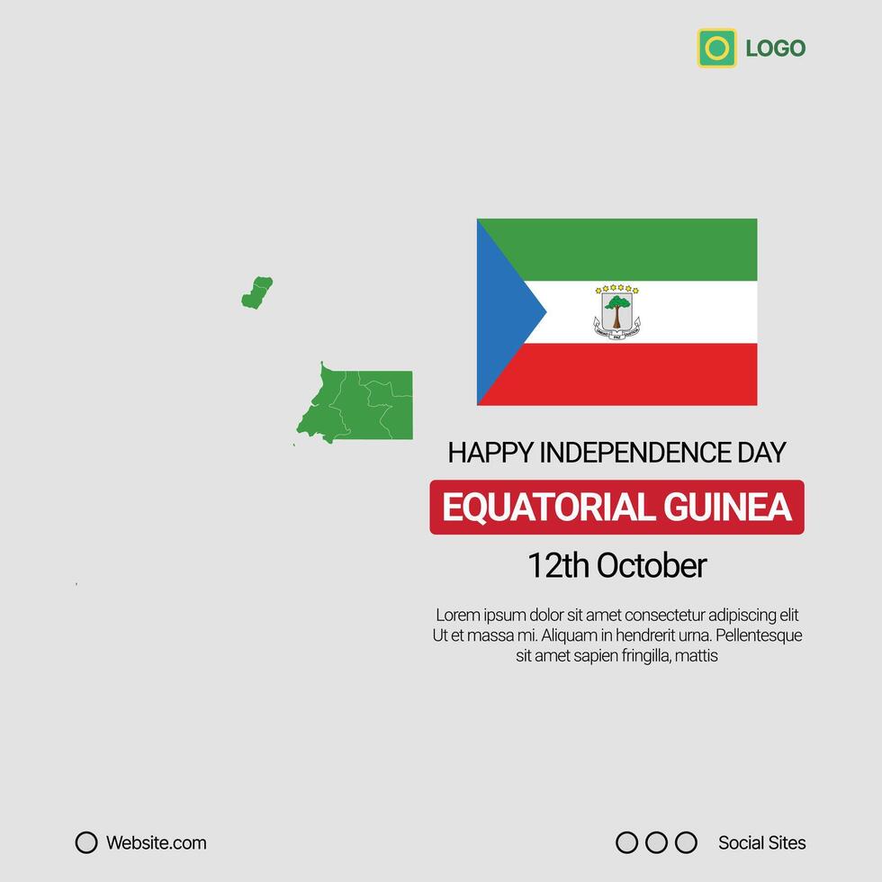 Equatorial Guinea Independence Day Social Media Banner, Editable Design with Flag vector