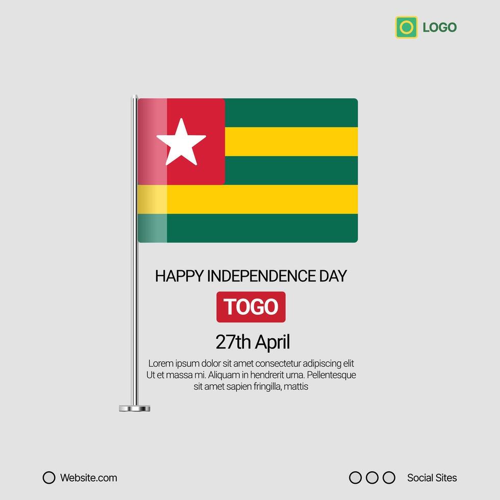 Togo Independence Day Social Media Banner, Editable Design with Flag vector