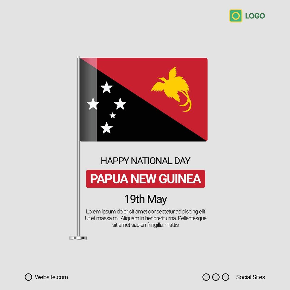 Papua New Guinea Independence Day Social Media Banner, Editable Design with Flag vector