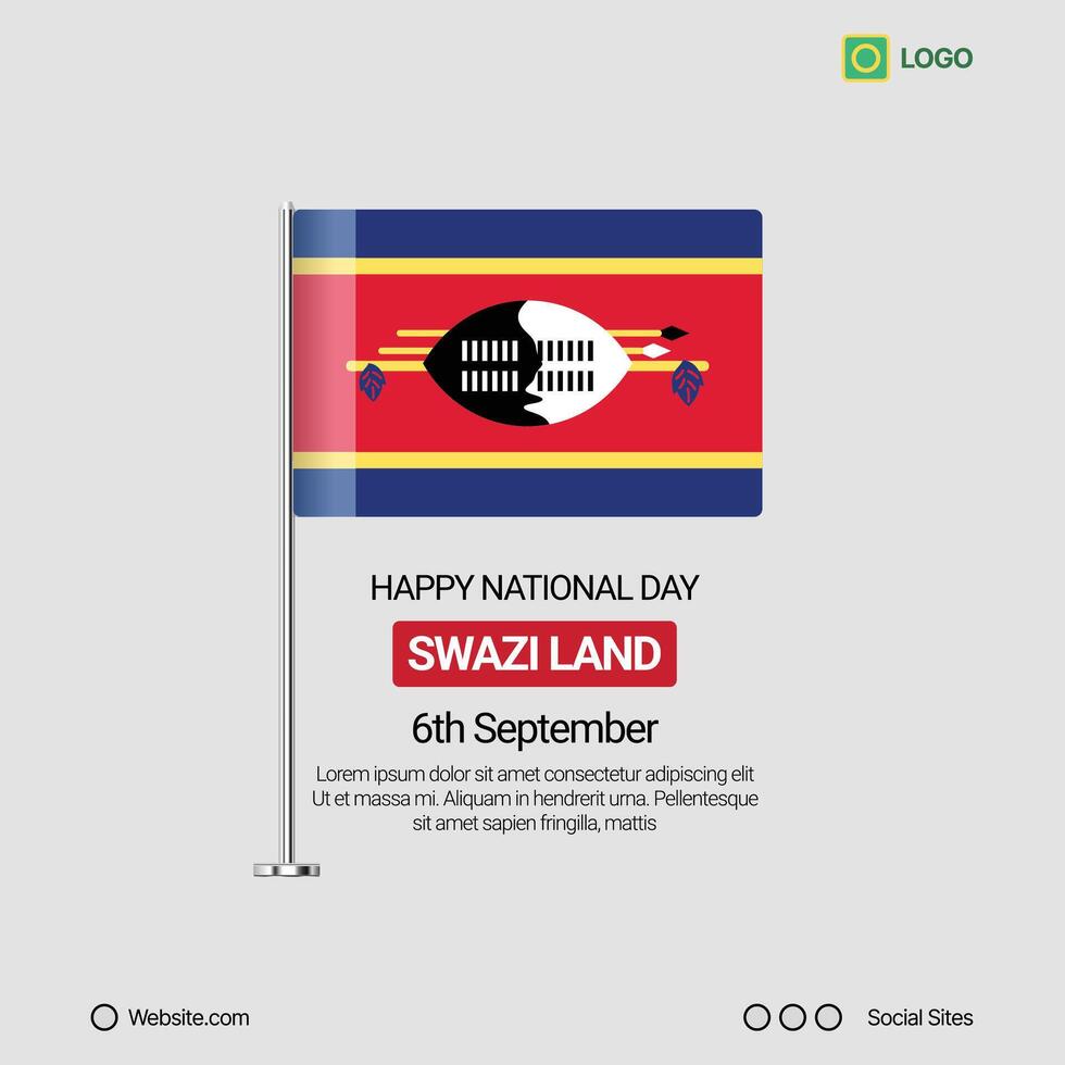 Swaziland Independence Day Social Media Banner, Editable Design with Flag vector