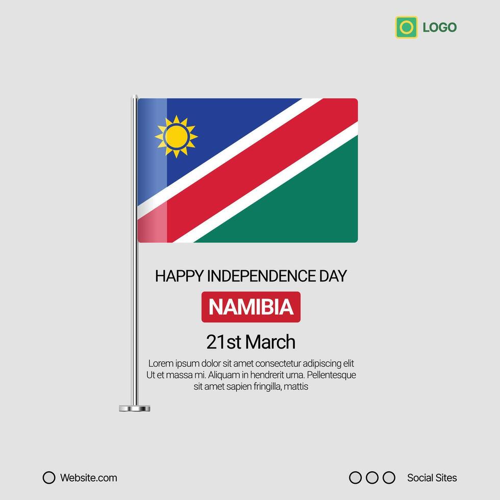 Namibia Independence Day Social Media Banner, Editable Design with Flag vector