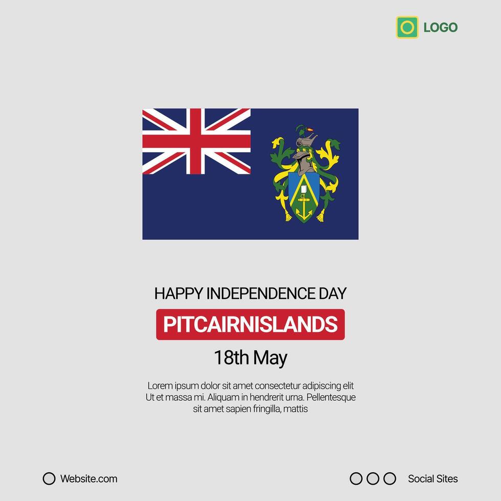 Pitcairn Islands Independence Day Social Media Banner, Editable Design with Flag vector