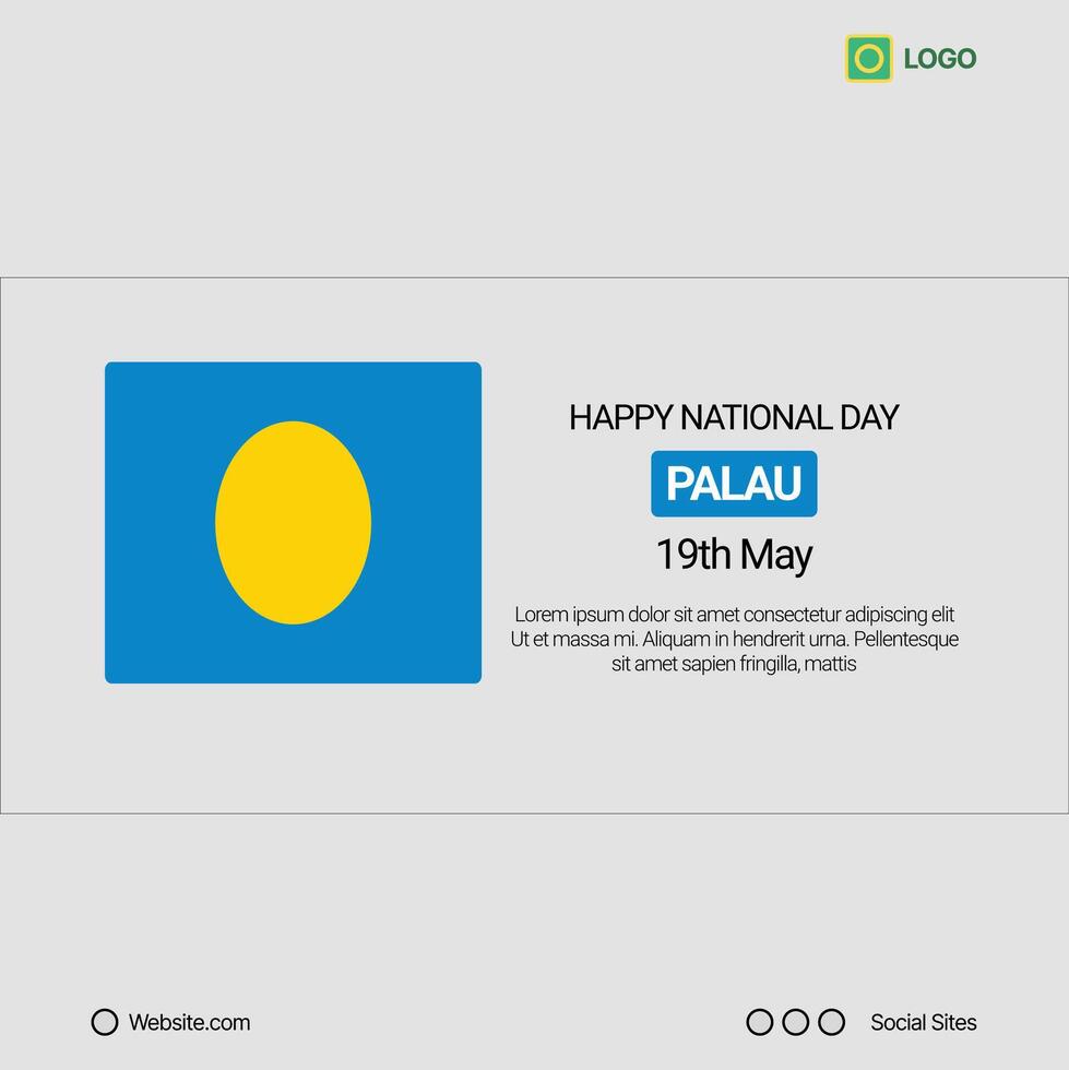 Palau Independence Day Social Media Banner, Editable Design with Flag vector