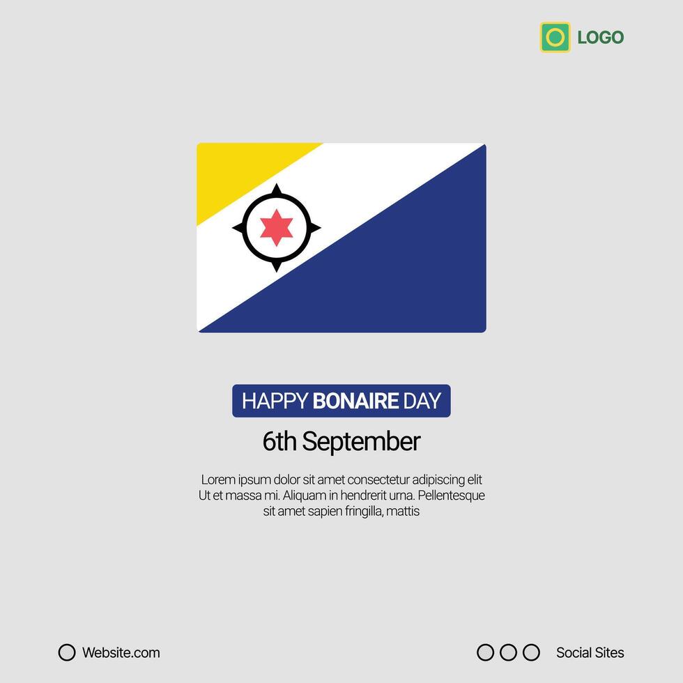 Bonaire Independence Day Social Media Banner, Editable Design with Flag vector