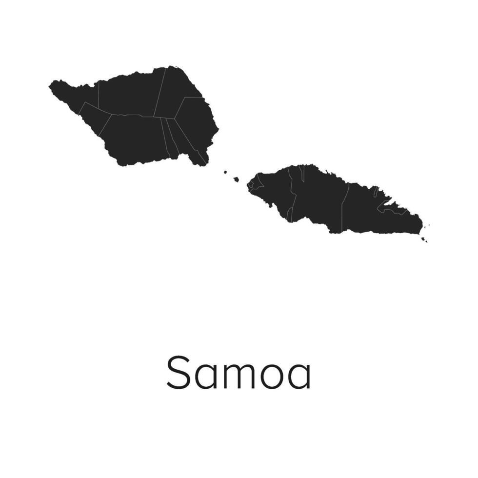 Samoa Map Illustration - Silhouette, Outline, Samoa Travel and Tourism Map vector