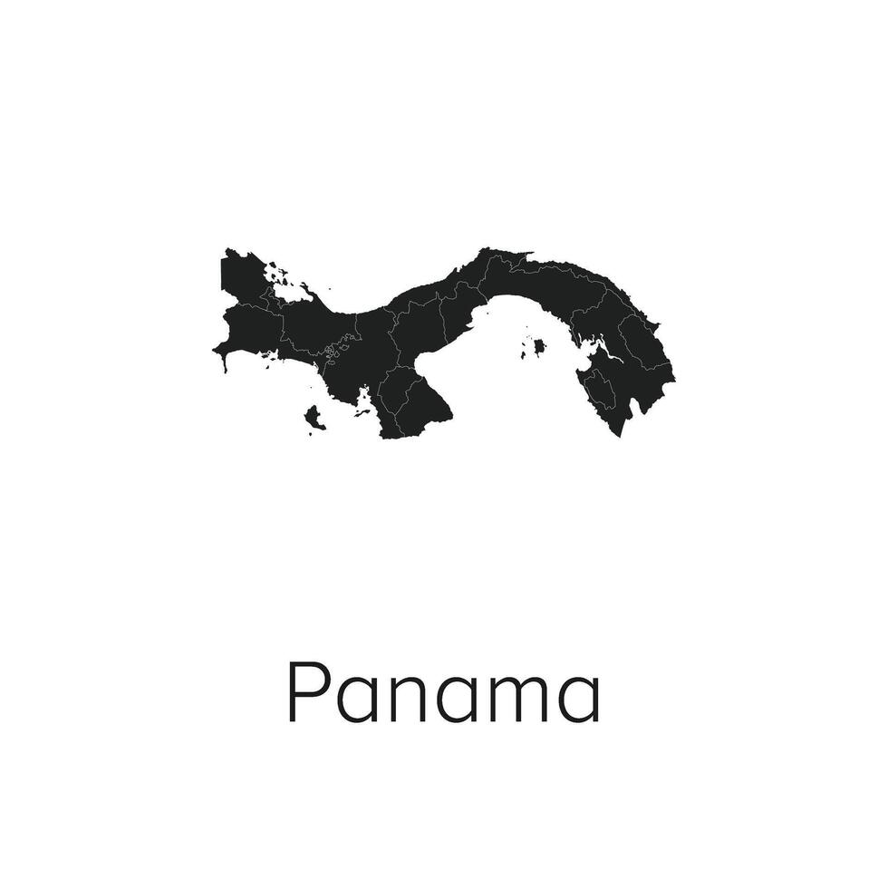 Panama Map Illustration - Silhouette, Outline, Panama Travel and Tourism Map vector