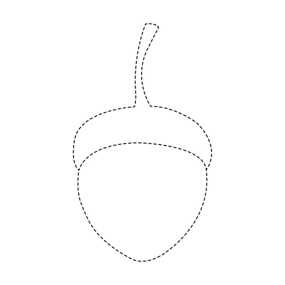 The dotted outline of the acorn. outline and color it vector