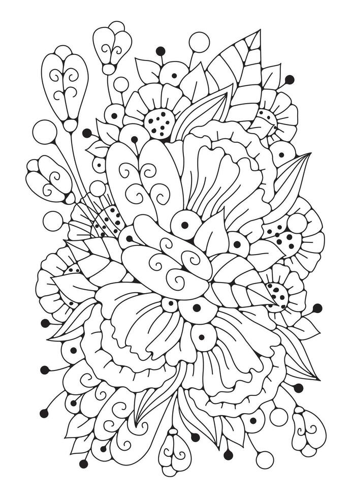 . Black and white background for coloring. Coloring page for children and adults. vector