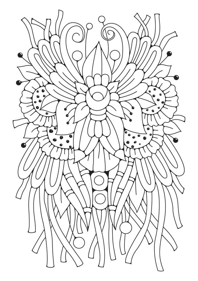 Floral background for coloring, coloring page for children and adults. background with flowers for drawing. vector