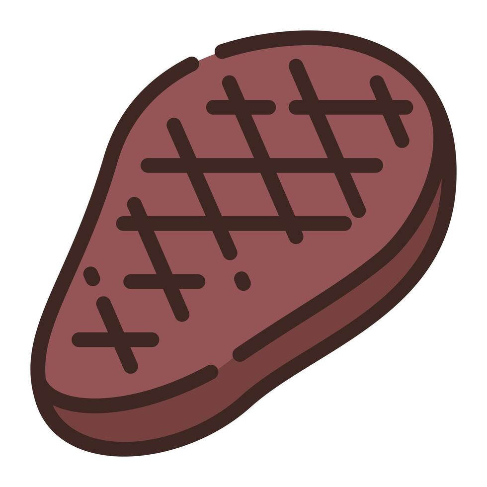 Beef Steak Simple Line Icon Symbol Logo vector